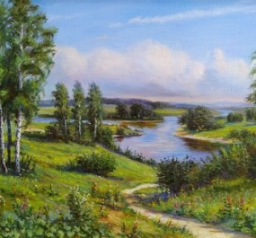 Картина "На берегу реки"