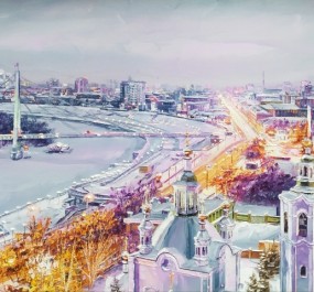Картина "Вечерняя Тюмень"