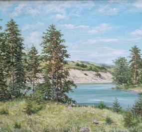 Картина "Сосны у воды"