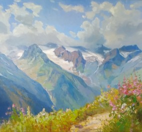 Картина "Горные вершины Домбая"