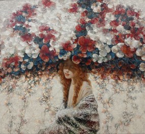 Картина "Снег и цветы"