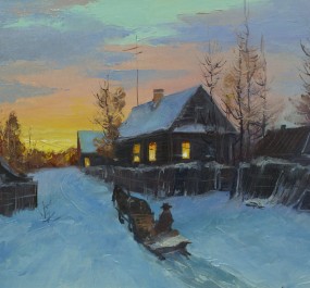 Картина "Огоньки деревеньки"